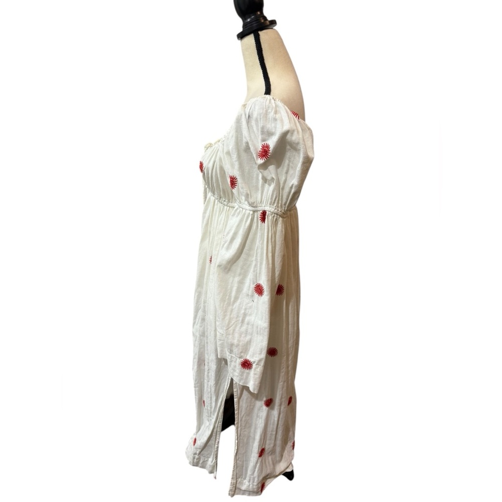 Free People Emory Embroidered Linen Midi Maxi Dress Ivory Boho – Size Medium - Picture 6 of 10